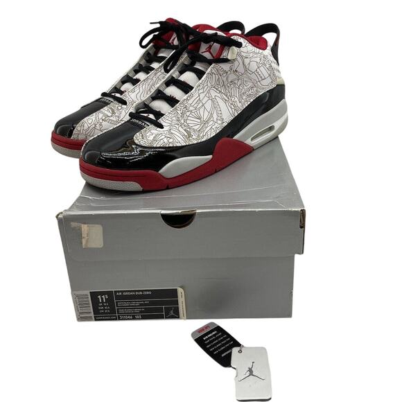 Size 11.5 - Air Jordan Dub Zero White/Black Varsity Red Mens Jumpman Retro - Picture 2 of 16
